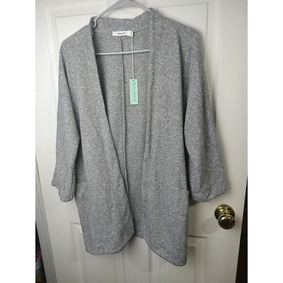 Mod Ref Tops - Mod Ref Woman M Duster Grey Pullon Casual Comfort Pocket Long Sleeve